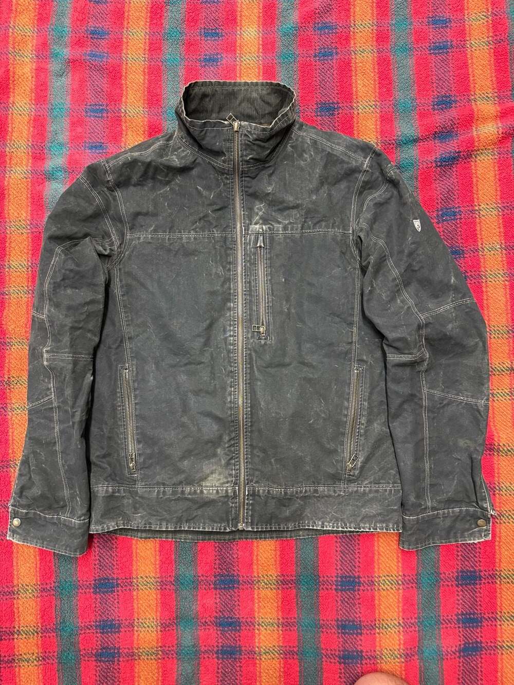Kuhl Vintage Patina Dye Burr Canvas Fleece Lined Jacket Men's Size Large
